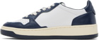 AUTRY White & Navy Medalist Low Sneakers