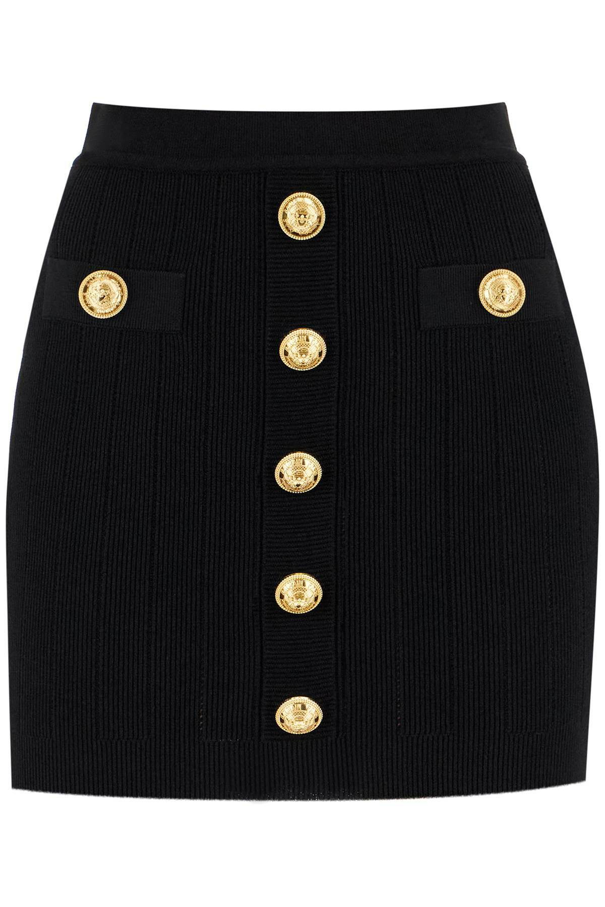 スカート BALMAIN BLACK TWEED MINISKIRT WITH BUTTONS Balmain Black tweed miniskirt with buttons | TheDoubleF