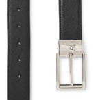 Montblanc - 3.5cm Black and Brown Reversible Cross-Grain Leather Belt - Black
