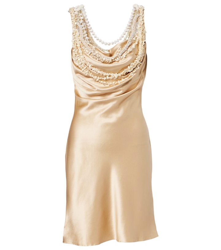Photo: Balmain Embellished silk satin slip dress