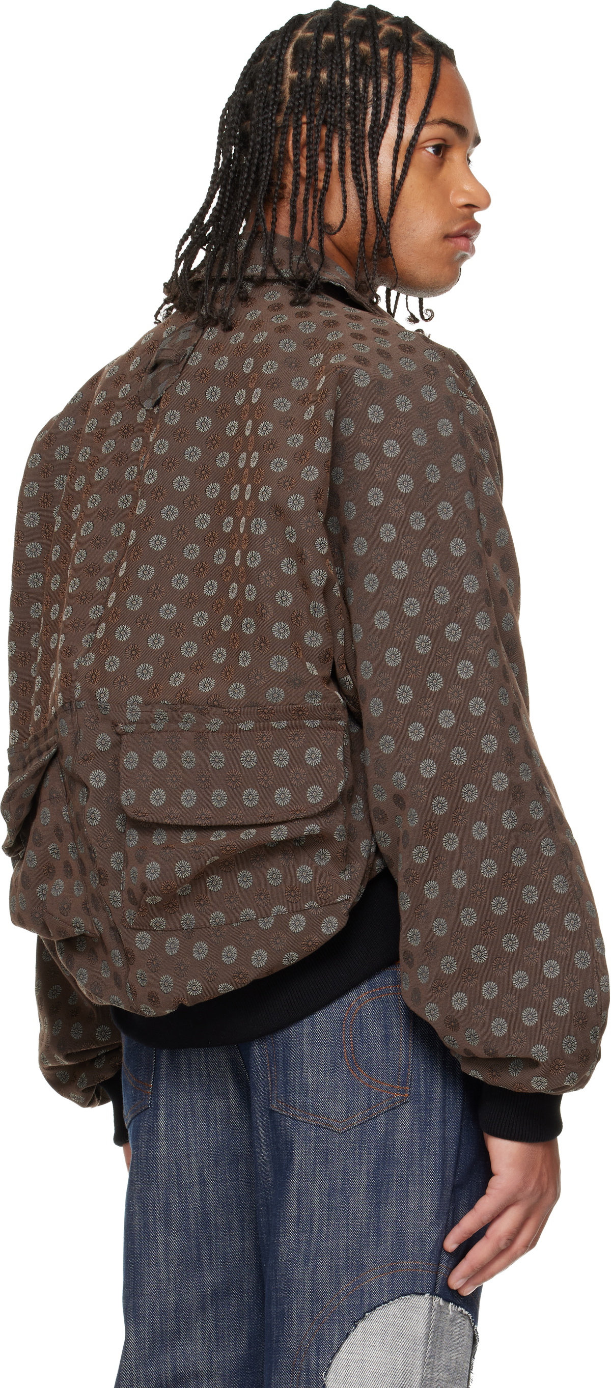 Edward Cuming Brown Bottom-Heavy Bomber Jacket