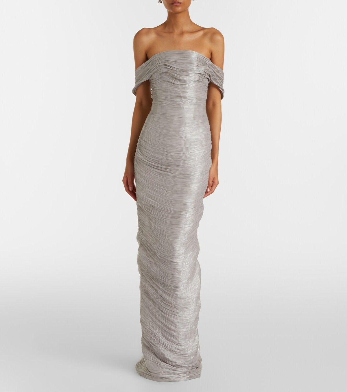 Marmar Halim Off-shoulder pleated bustier gown