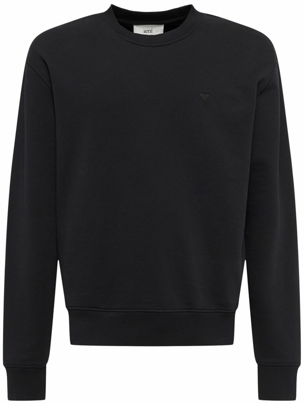 Photo: AMI PARIS Logo Cotton Crewneck Sweatshirt