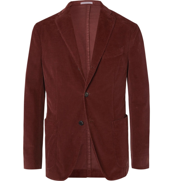 Photo: Boglioli - Army-Green K-Jacket Slim-Fit Unstructured Cotton-Blend Corduroy Suit Jacket - Burgundy