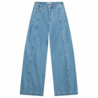 YMC Women's Displaced Seam Jeans in Blue