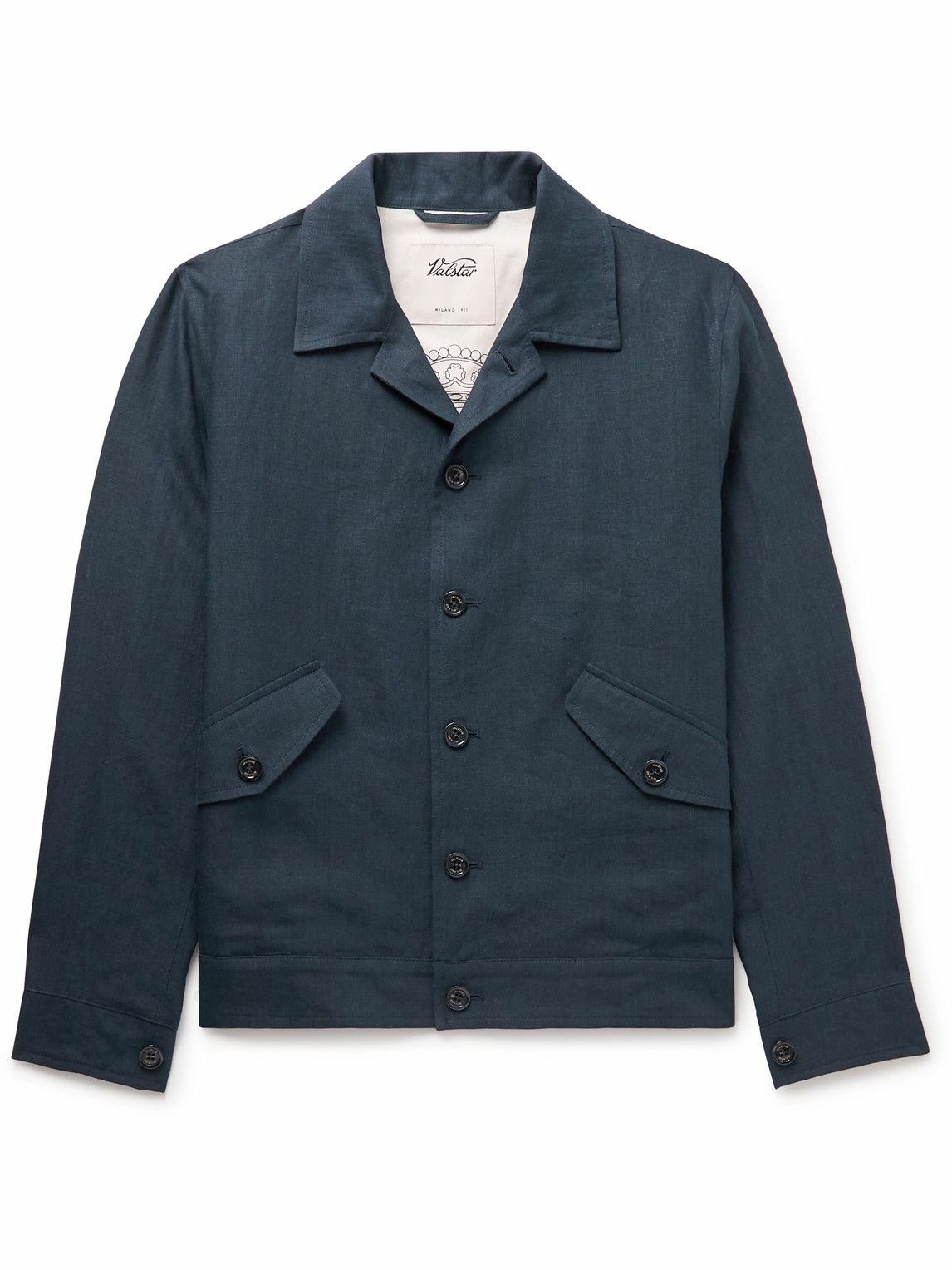 Valstar - Convertible-Collar Linen Jacket - Blue Valstarino