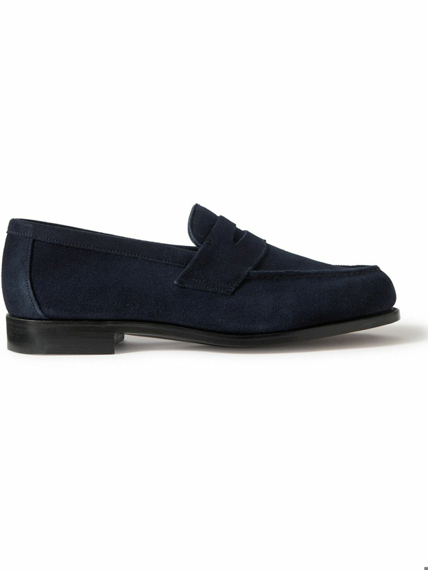 Photo: George Cleverley - Cannes Suede Penny Loafers - Blue