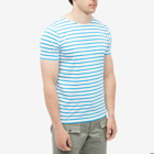 Armor-Lux Men's 53842 Stripe T-Shirt in Milk/Royal Blue