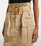 Balmain Belted cotton gabardine miniskirt
