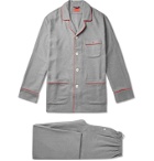 Isaia - Piped Cotton and Cashmere-Blend Twill Pyjama Set - Gray