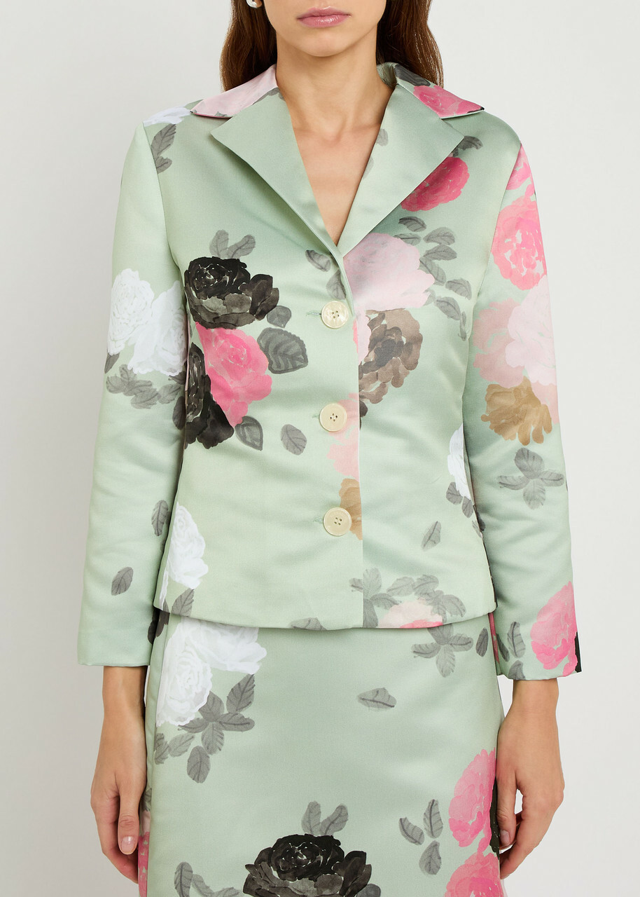 Bernadette Elle Floral-print Satin Jacket Green