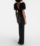 Alessandra Rich Feather-trimmed silk georgette gown
