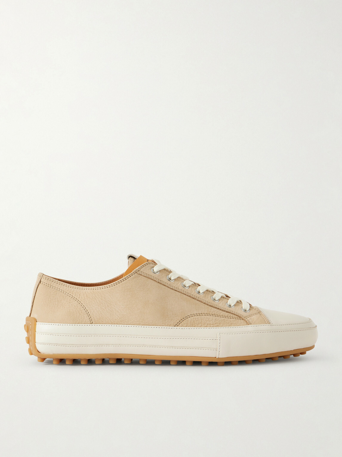 Tod's - Cassetta Leather-Trimmed Nubuck Sneakers - Neutrals