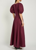 Gabriela Hearst Ranya Linen Maxi Dress Bordeaux