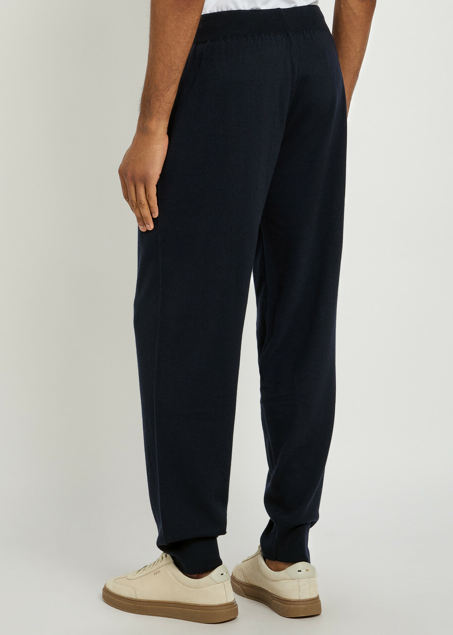 John Smedley Henning Cuffed Merino Wool Sweatpants Navy