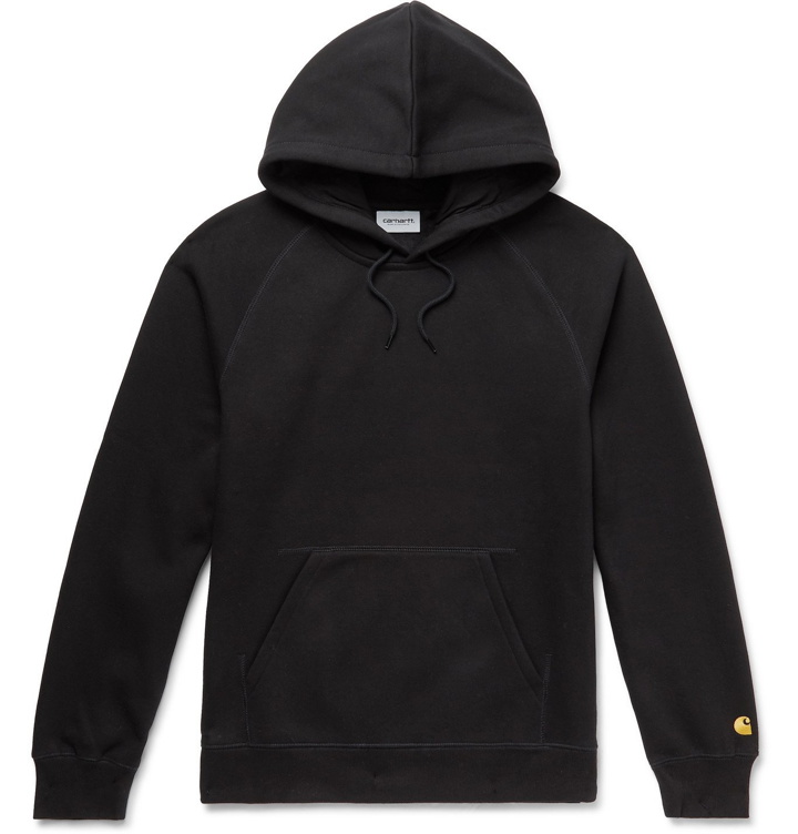 Photo: Carhartt WIP - Chase Logo-Embroidered Fleece-Back Cotton-Blend Jersey Hoodie - Black