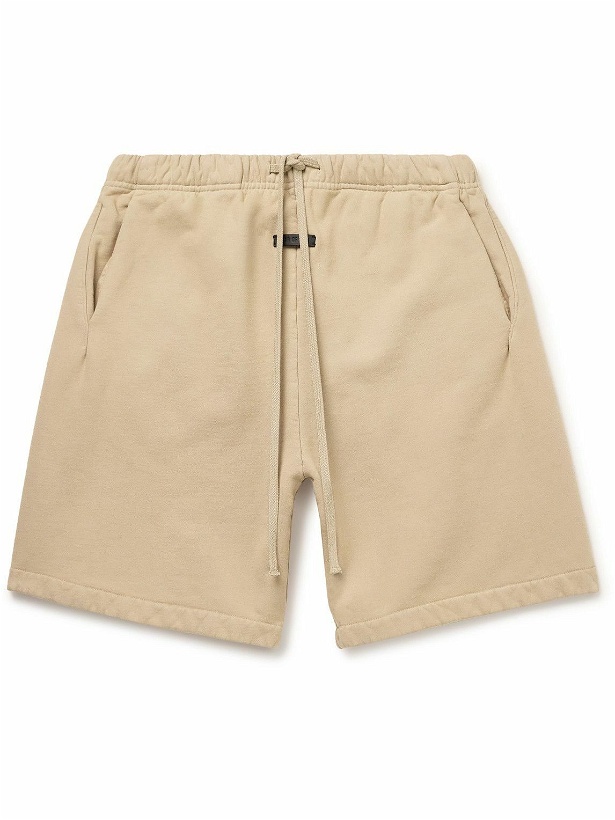Photo: Fear of God - Wide-Leg Logo-Appliquéd Cotton-Jersey Drawstring Shorts - Brown