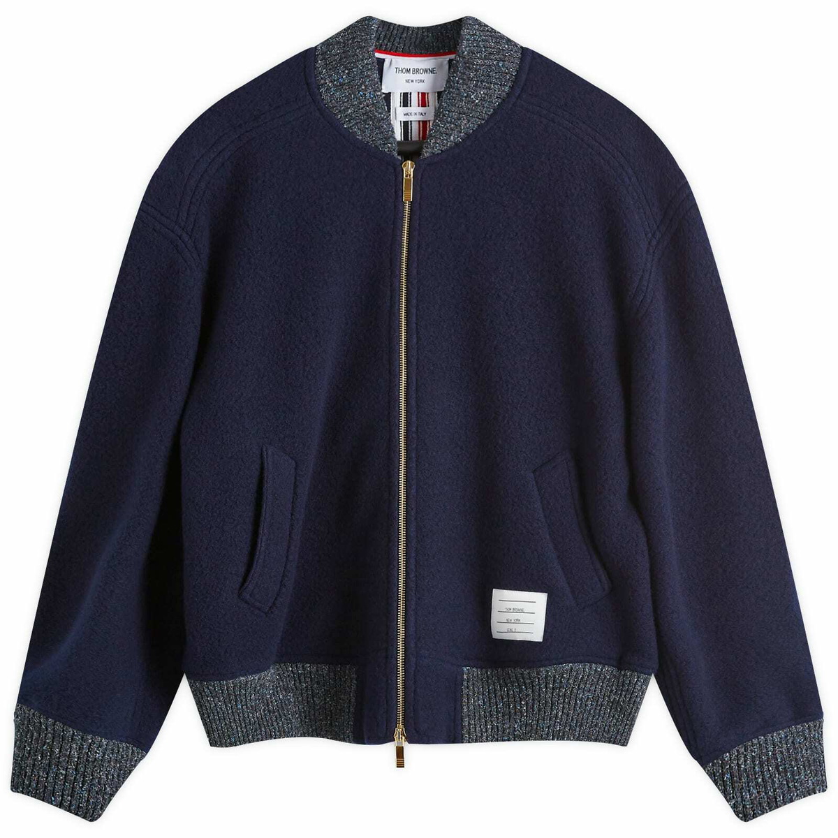 Thom Browne Navy 4-Bar Bomber Jacket Thom Browne