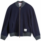 Thom Browne Men's Wool Fleece Bomber Jacket in Navy