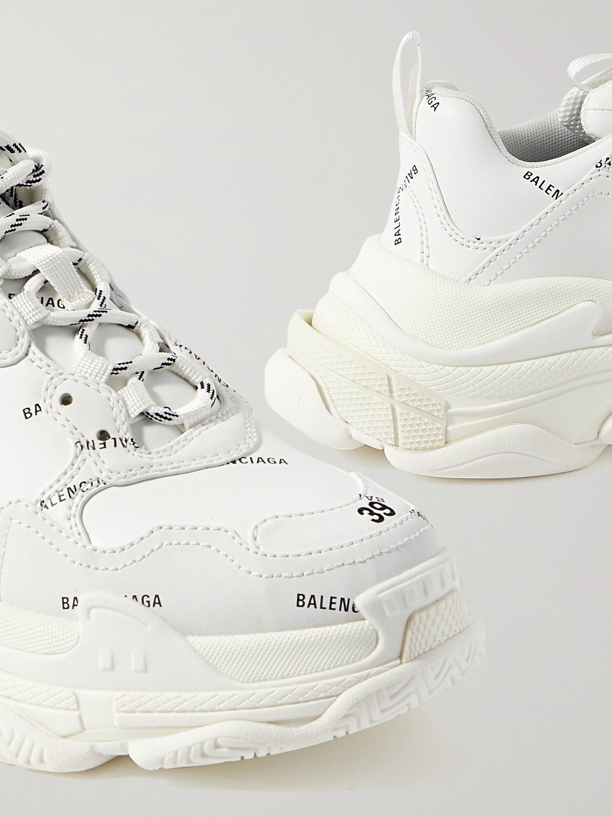 BALENCIAGA - Triple S Logo-Print Faux Leather Sneakers
