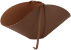 Los Objetos Decorativos Brown Leather Canasta Catchall Basket