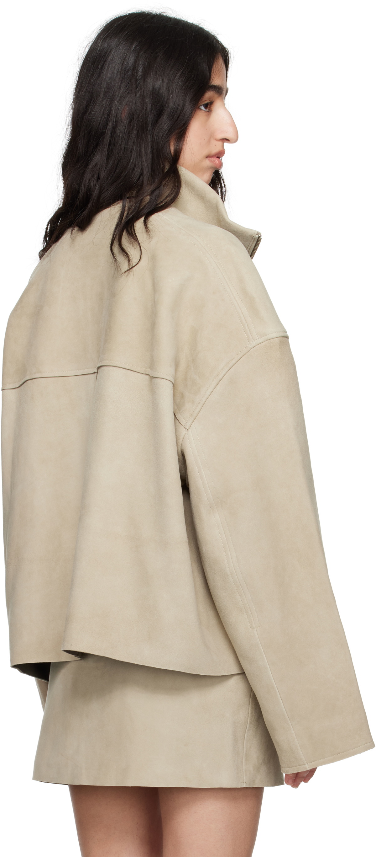 REMAIN Birger Christensen Beige Bonded Leather Jacket