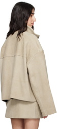 REMAIN Birger Christensen Beige Bonded Leather Jacket