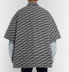 Balenciaga - Oversized Logo-Print Padded Brushed-Cotton Overshirt - Men - Black