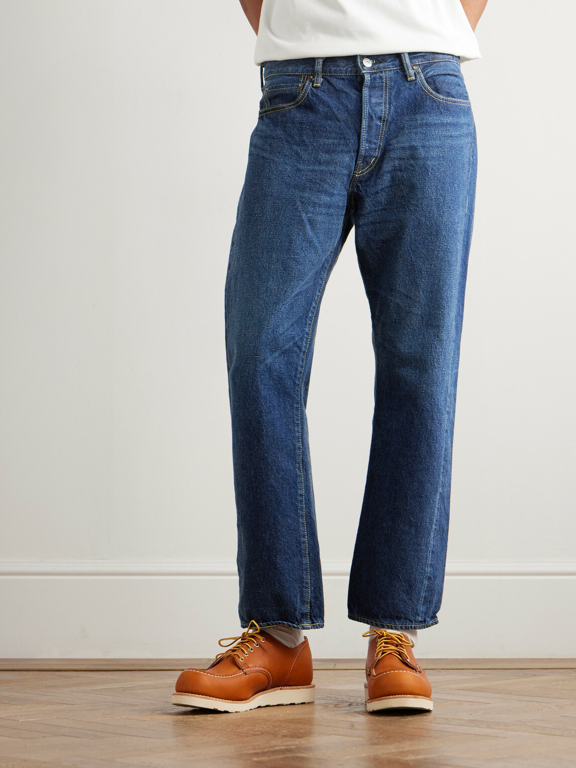 Remi Relief - 1954 Straight-Leg Cropped Distressed Jeans - Blue