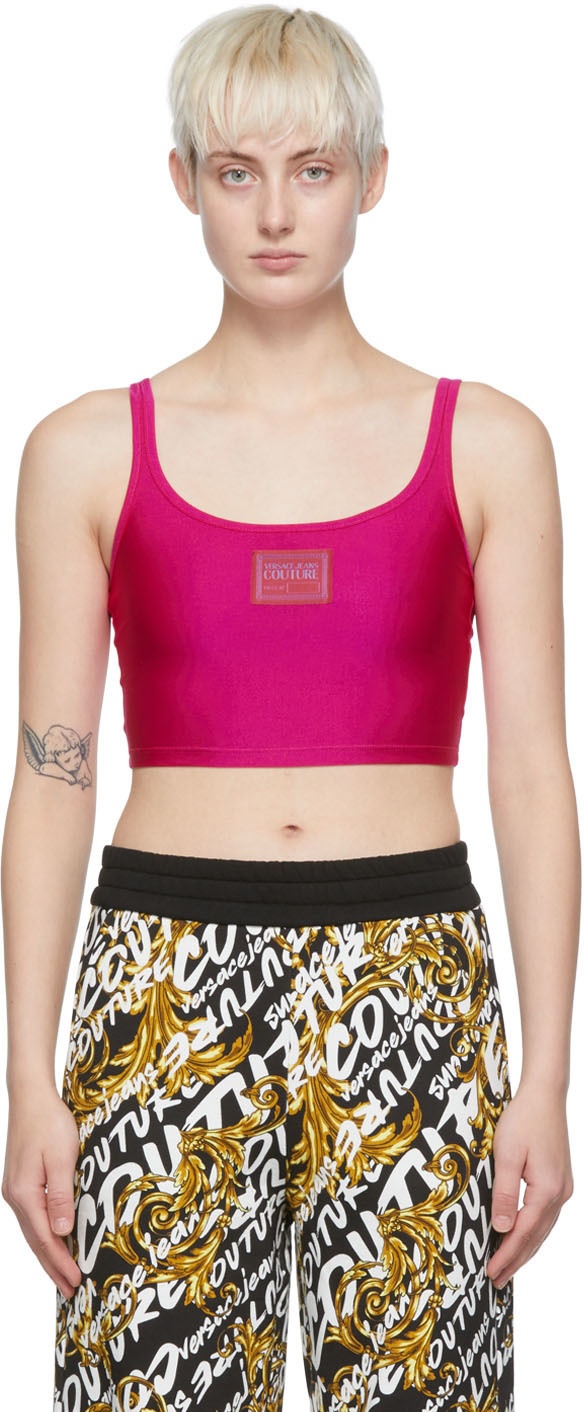 Versace Jeans Couture Pink Nylon Tank Top Versace