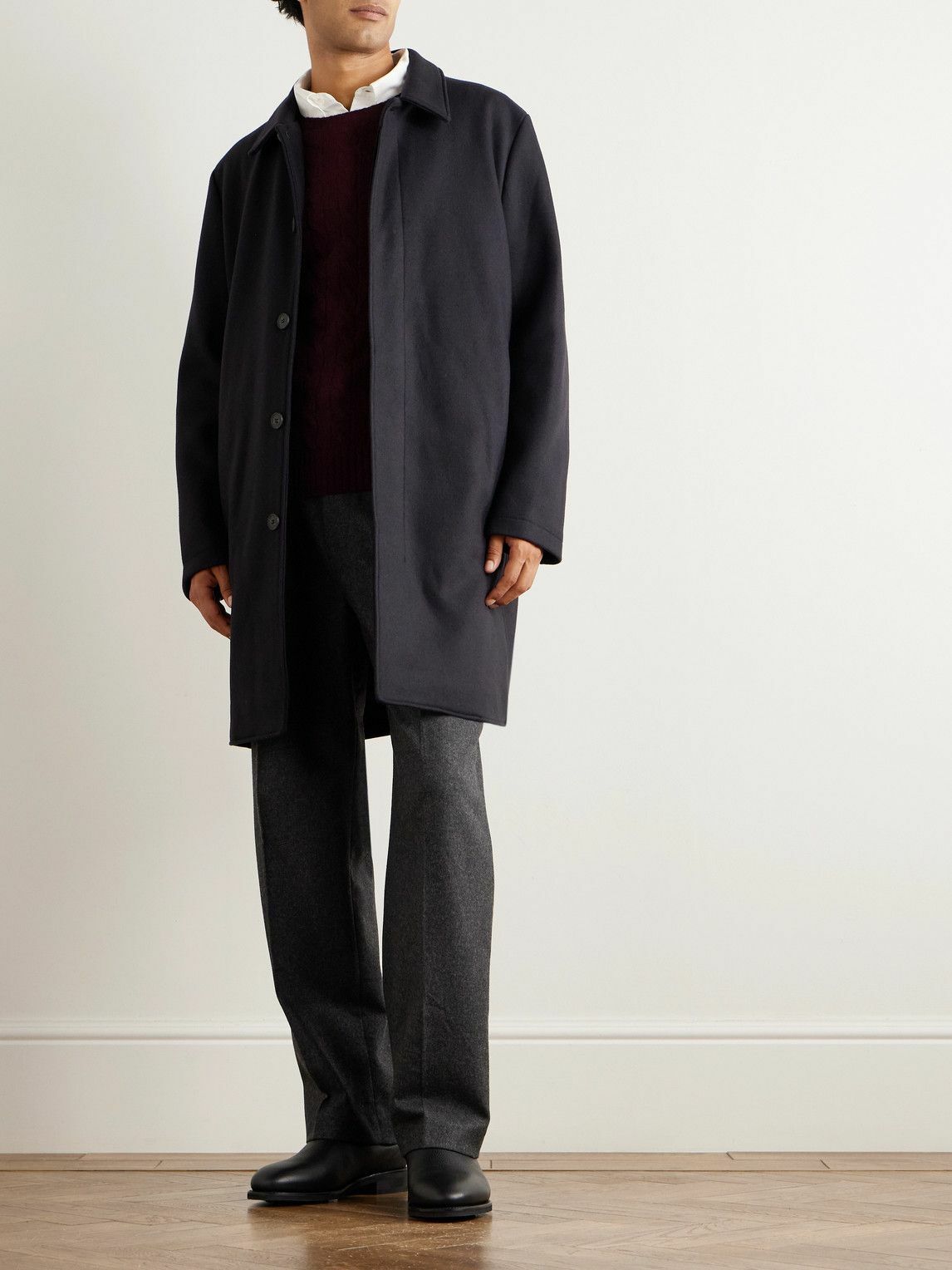 Sunspel - Boiled Wool-Blend Coat - Blue