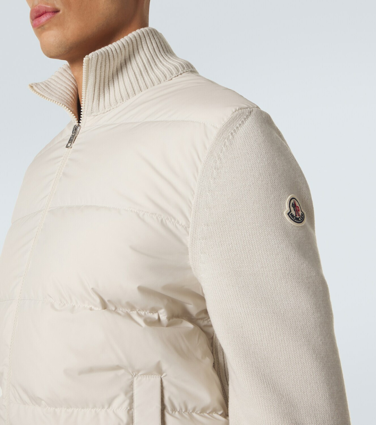 Moncler Tricot down-paneled virgin wool cardigan