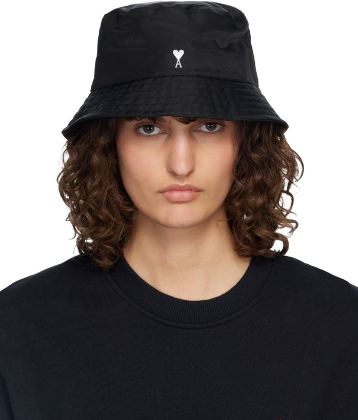 Photo: AMI Paris Black Ami de Coeur Stud Bucket Hat