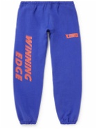 Y,IWO - Tapered Logo-Print Cotton-Jersey Sweatpants - Blue
