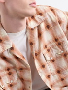 KAPITAL - Camp-Collar Checked Cotton Western Shirt - Orange