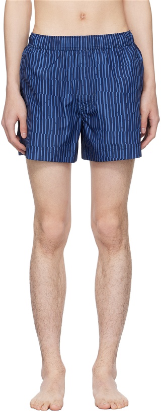 Photo: ZEGNA Navy Striped Swim Shorts