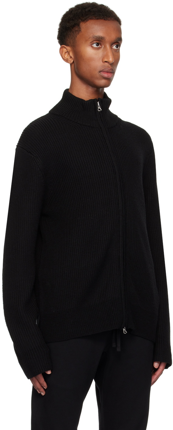 Reigning Champ Black Merino Rib Vinnie Track Sweater