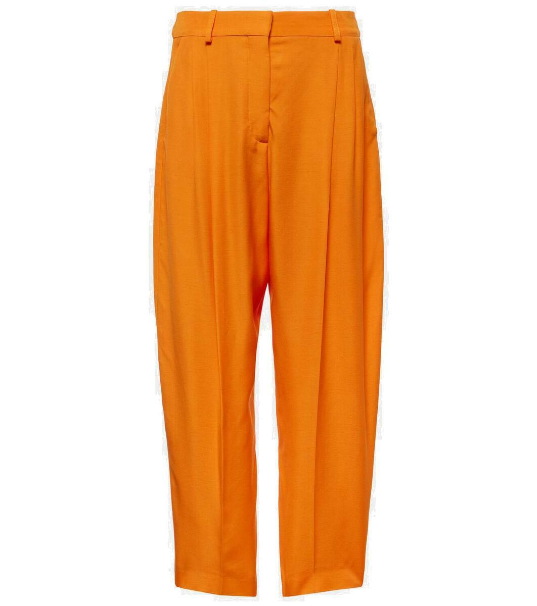 【Stella McCartney】 High-riseプリーツストレートパンツ High-rise pleated pants in orange - Stella Mc Cartney