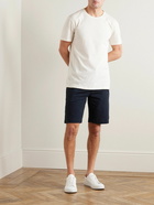 Paul Smith - Straight-Leg Grosgrain-Trimmed Cotton-Jersey Drawstring Shorts - Blue