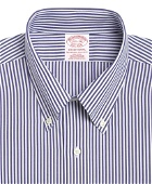 Brooks Brothers Men's Traditional Extra-Relaxed-Fit Dress Shirt, Non-Iron Bengal Stripe | Blue/White