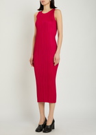 Pleats Please Issey Miyake Pleated Woven Midi Dress Red