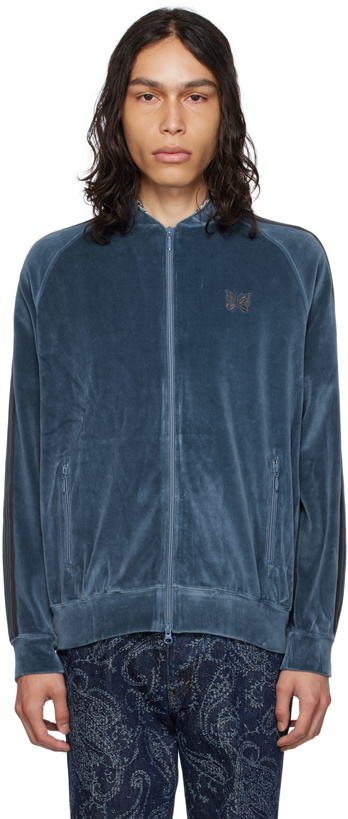Photo: NEEDLES Blue Embroidered Track Jacket