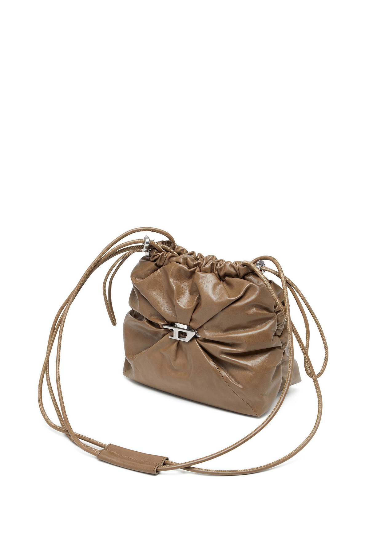 【DIESEL】scrunch-d bucket Women's Scrunch-D-Bucket bag in shiny wrinkled leather