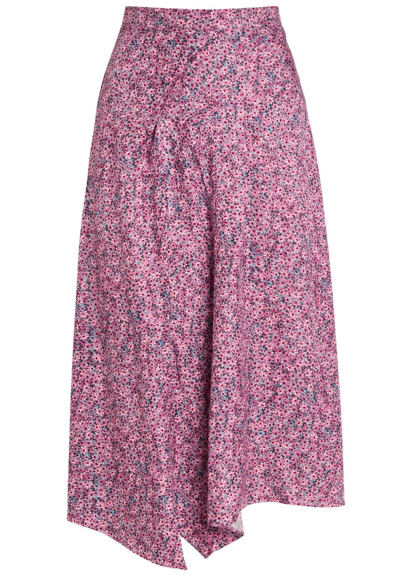 Photo: Isabel Marant Cacia Floral-print Woven Midi Skirt Pink