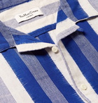 YMC - Camp-Collar Striped Cotton Shirt - Royal blue