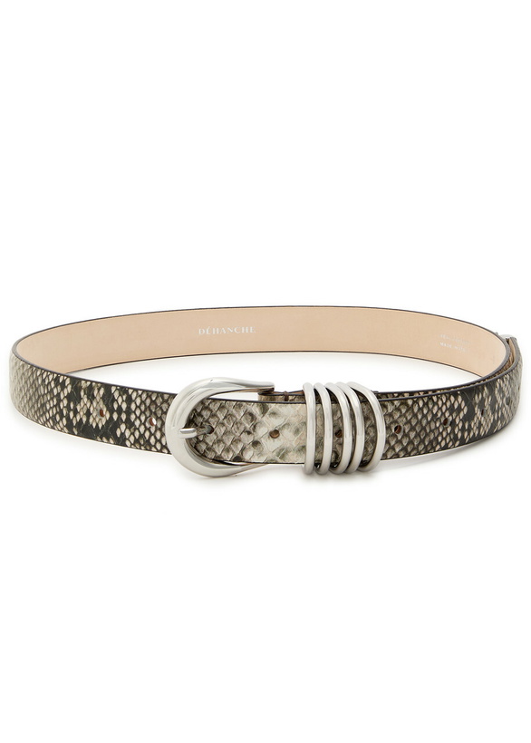 Photo: Dehanche Hollyhock Snake-effect Leather Belt White