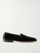 Edward Green - Polperro Leather-Trimmed Suede Penny Loafers - Black