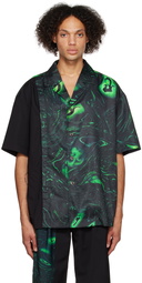 Feng Chen Wang Black & Green Lacquerware Shirt