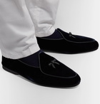 Rubinacci - Marphy Leather-Trimmed Velvet Tassled Loafers - Blue