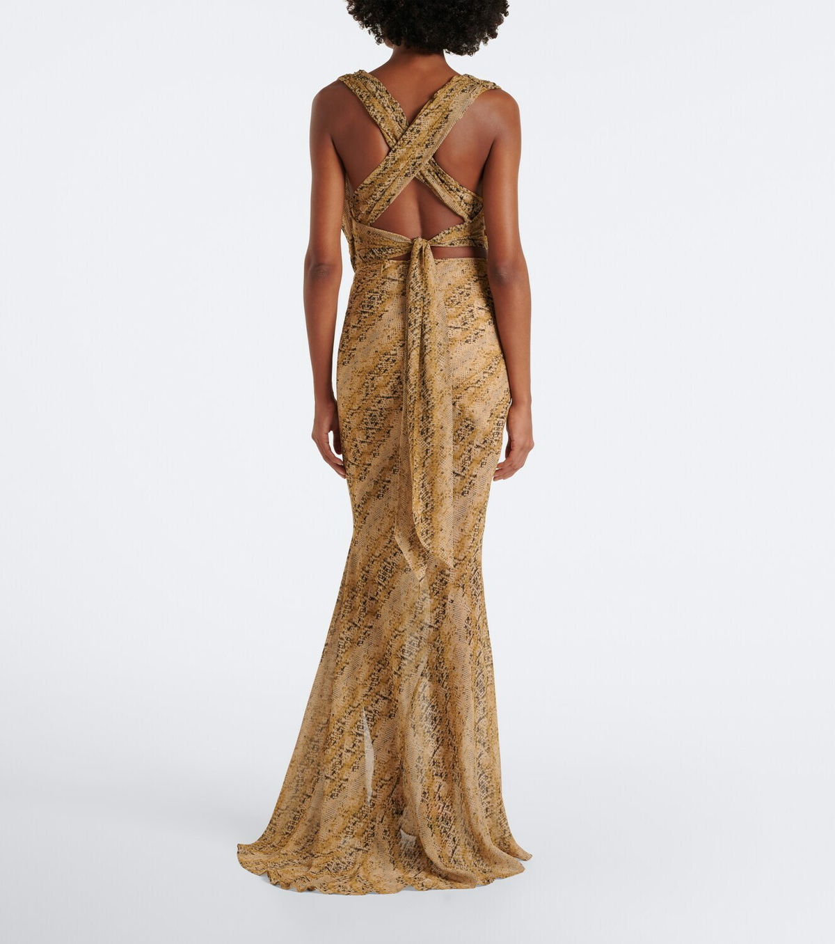 De La Vali Oryx snake-print georgette maxi skirt